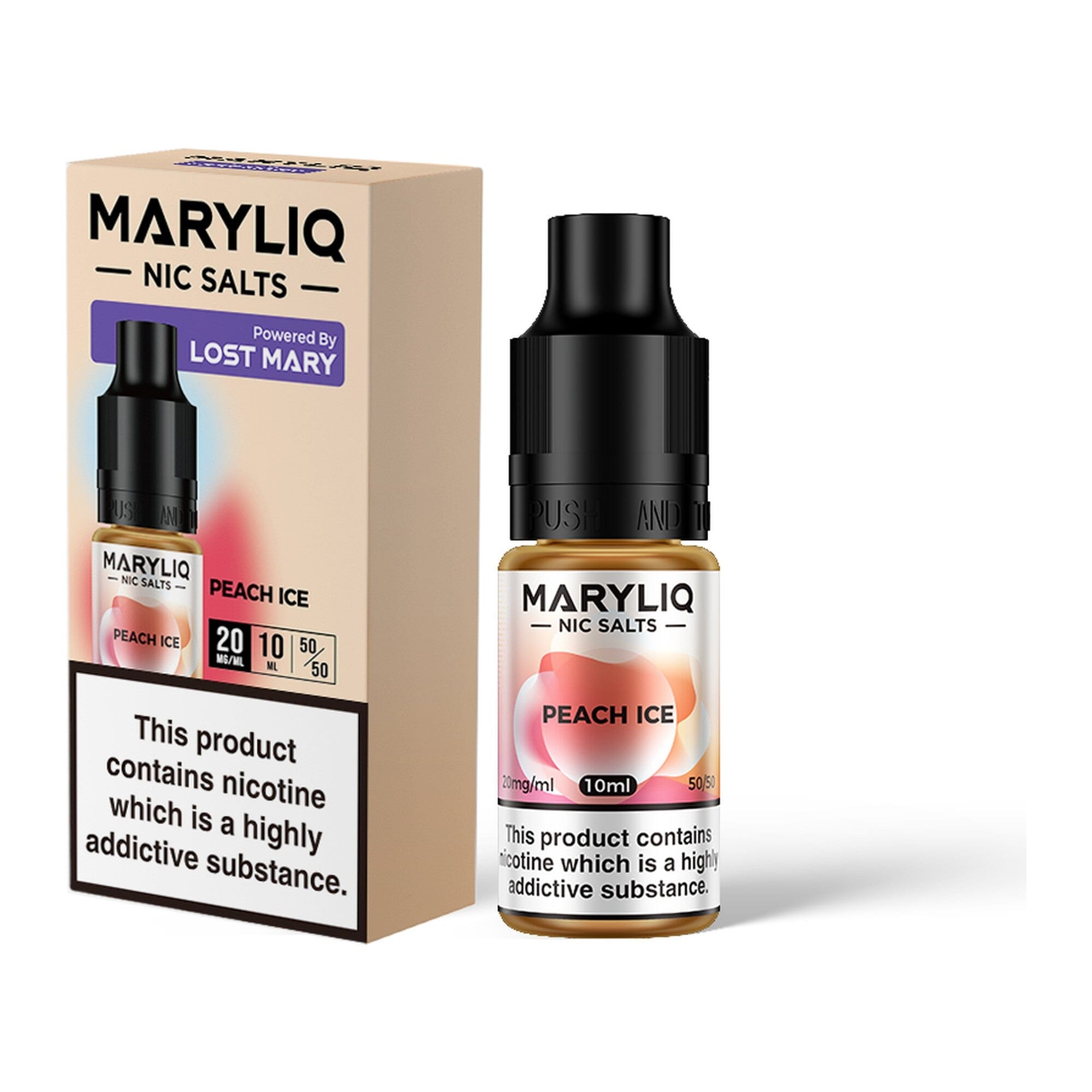 MARYLIQ by Lost Mary Nicotine Salt E-Liquid Peach Ice 20MG - High Nicotine 