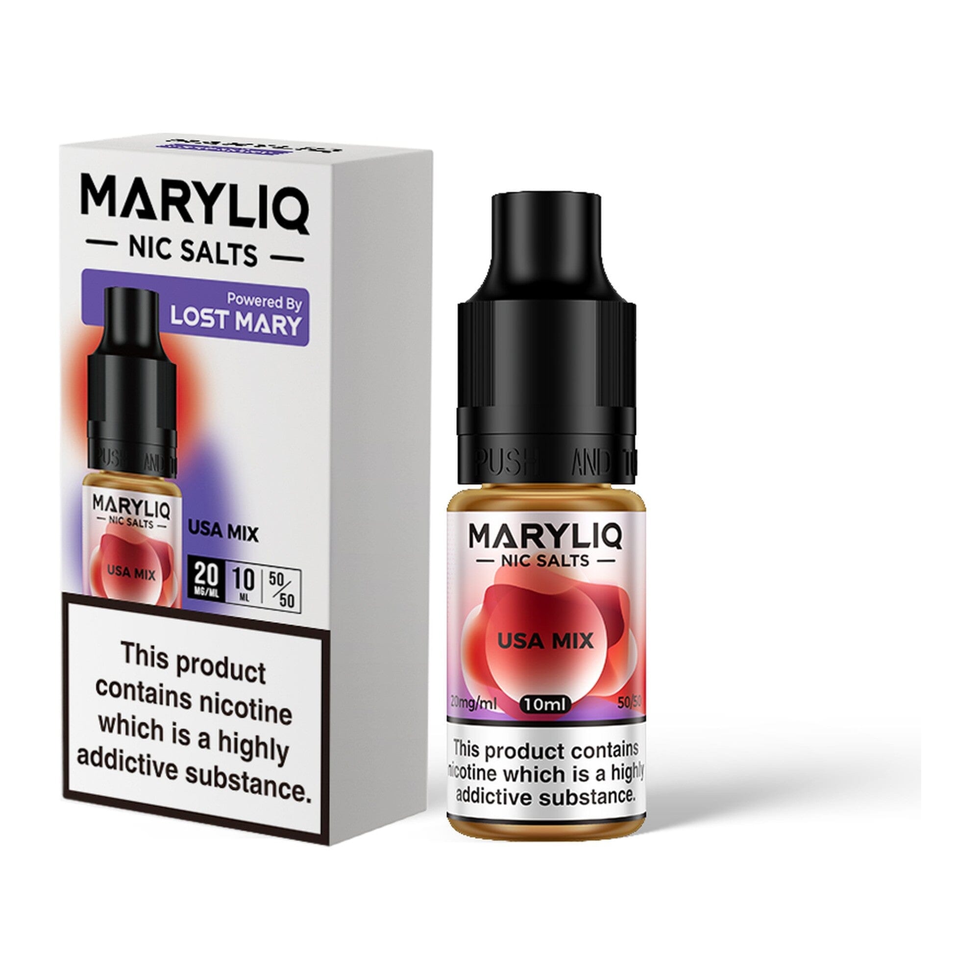 MARYLIQ by Lost Mary Nicotine Salt E-Liquid USA Mix 20MG - High Nicotine 