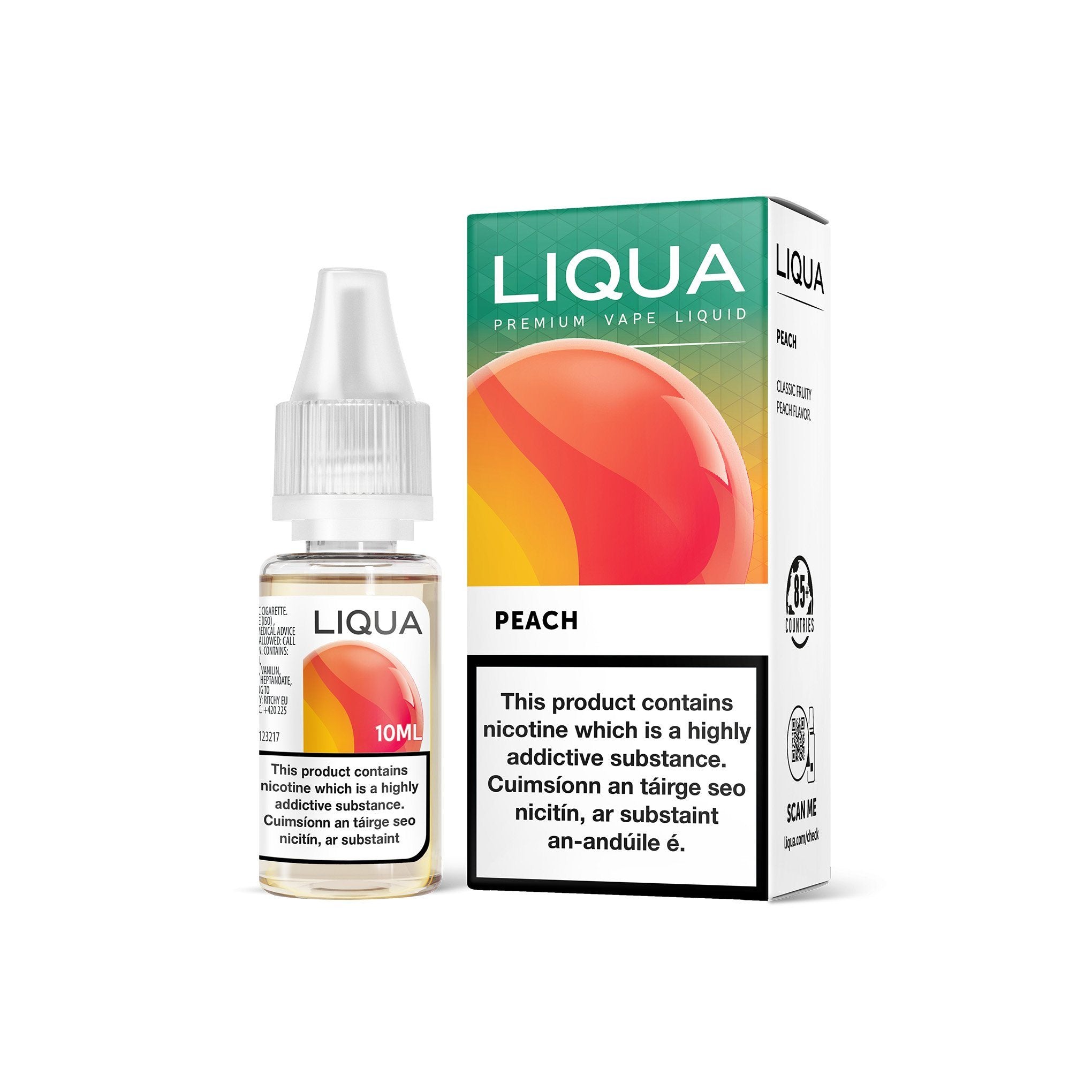 Liqua Fruit & Berry Series E-Liquid Peach 0MG - No Nicotine