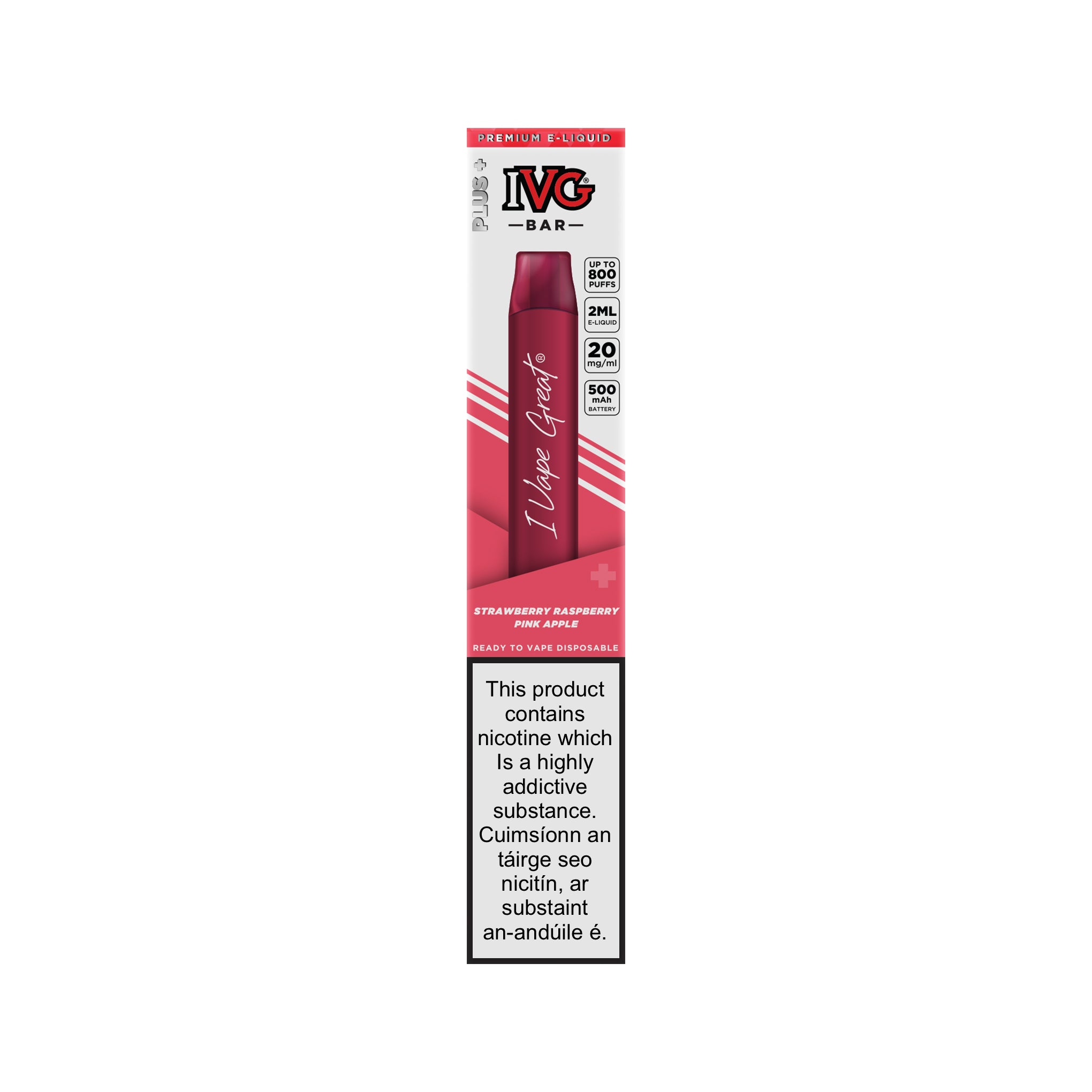 IVG Bar Plus Disposable Kit Strawberry Raspberry Pink Apple 