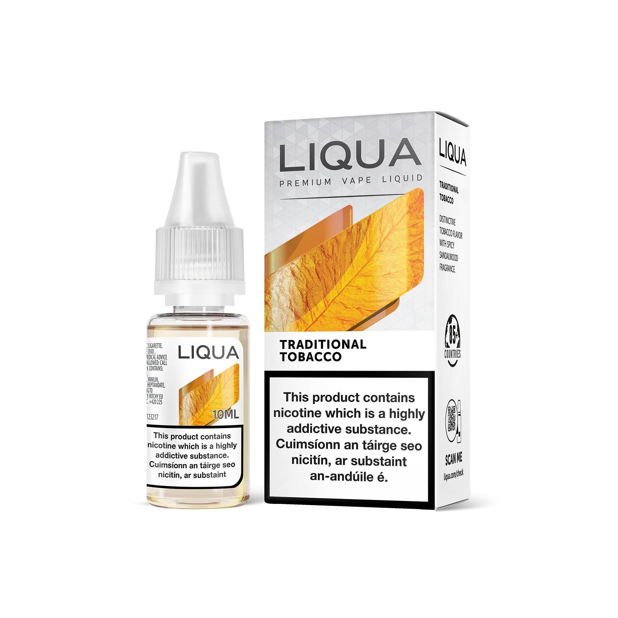 Liqua Tobacco Series E-Liquid Traditional Tobacco 0MG - No Nicotine